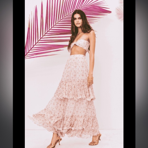 ROCOCO SAND Vie Maxi Skirt and top in Off White / Pink 084/160 - Picture 6 of 7